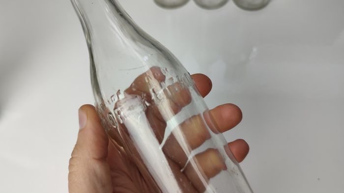 329 - Set of 5 Vintage Clear Glass Collectible Decorative Mineral Water Bottles