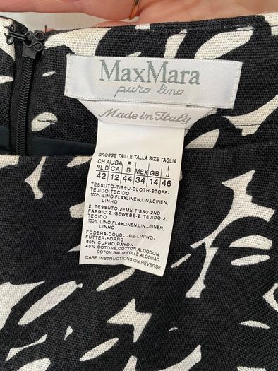 Max Mara Puro Lino Black White Linen Blend Skirt