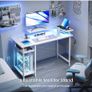Gaming Desk with LED Lights & Power Outlets, Reversible Image 7