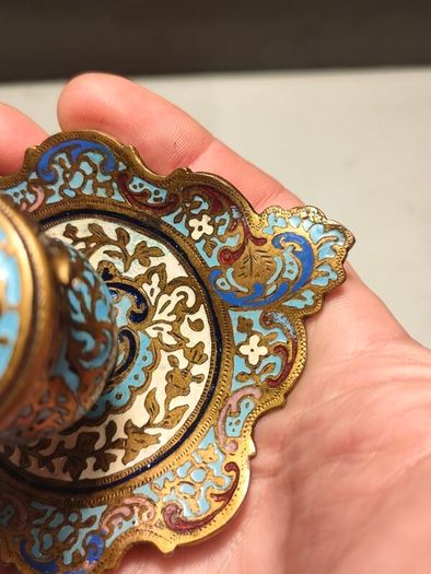 19th Century Napoleon 111 Bronze Cloisonne Ink Well