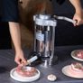 Manual Sausage Stuffer, 2 L / 5 LBS Vertical Sausage Machine with G-type Clamp, Food-Grade 304 Stainless Steel Barrel with 2 Stuffing Tubes Image 5
