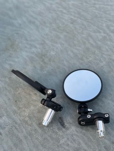 Foldable round bar end mirrors