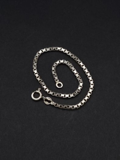 925 Vintage Italian Sterling Silver Box Chain Bracelet
