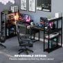 120x80 cm L Shaped Gaming Desk with Reversible Storage Shelves, Computer Desk Home Office Corner Study Writing Table with Hutch, Study, Black Image 2