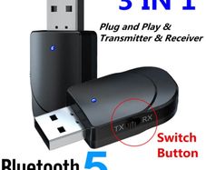 USB Wireless Bluetooth 5.0 Transmitter & Receiver Adapter 3.5MM AUX Audio Music