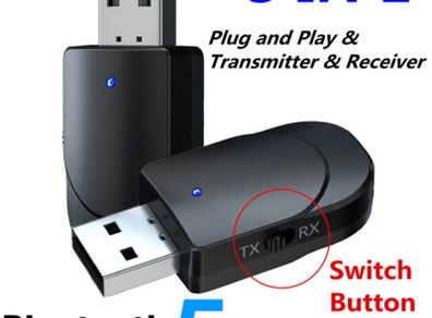 USB Wireless Bluetooth 5.0 Transmitter & Receiver Adapter 3.5MM AUX Audio Music