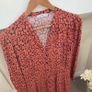 Gallery Coral & Black Abstract Print Long Sleeve Midi Shirt Dress Image 2