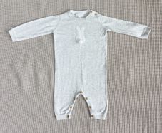The Little White Company Organic Cotton Bunny Pom-Pom Knitted Romper 6-9 Months