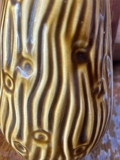 Celtic Kilrush Vintage Vase Wavy Bark Pattern Mustard Irish Pottery