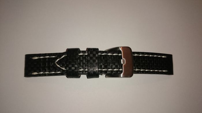 20mm Leather Watch Band with Satin Finished Stainless Steel Buckle