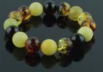 Luxury Large Baltic Amber Beaded Bracelet 12mm Amber Beads Bracelet for Men Women Unisex Elastic Bracelet Amber Beads