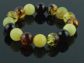 Luxury Large Baltic Amber Beaded Bracelet 12mm Amber Beads Bracelet for Men Women Unisex Elastic Bracelet Amber Beads