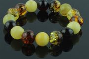 Luxury Large Baltic Amber Beaded Bracelet 12mm Amber Beads Bracelet for Men Women Unisex Elastic Bracelet Amber Beads