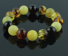 Luxury Large Baltic Amber Beaded Bracelet 12mm Amber Beads Bracelet for Men Women Unisex Elastic Bracelet Amber Beads