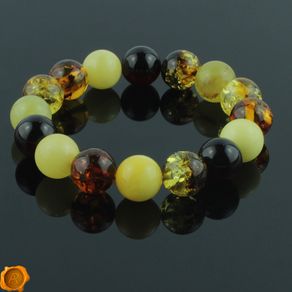 Luxury Large Baltic Amber Beaded Bracelet 12mm Amber Beads Bracelet for Men Women Unisex Elastic Bracelet Amber Beads