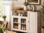 Industrial Storage Cabinet With Glass Doors Rustic Sideboard Kitchen Cupboard Living Room Storage Cabinet