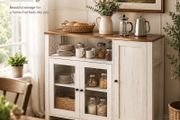 Industrial Storage Cabinet With Glass Doors Rustic Sideboard Kitchen Cupboard Living Room Storage Cabinet