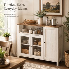 Industrial Storage Cabinet With Glass Doors Rustic Sideboard Kitchen Cupboard Living Room Storage Cabinet