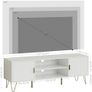 White Wood TV Stand for up to 65 Inch TV, 137cm TV Unit with 2 Cabinets and Open Shelves, Modern TV Console Table for Living Room,53.9 x 15.0 x 18.9 inches Image 2