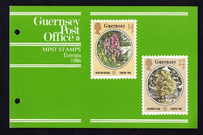 1986 Guernsey Europa (C.E.P.T.) Protection of the Environment Commemorative Stamps Presentation Pack