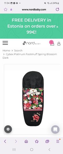 Cybex footmuff in spring blossom.