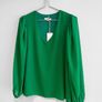 New Vanessa Scott Emerald Green V-Neck Blouse Image 4