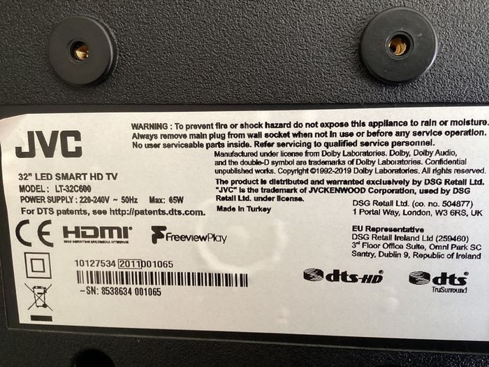 JVC 32 inch LED SMART Television with USB, 2 HDMI, PC Connection port, WIFI connectivity, etc (Boxed / Like New)