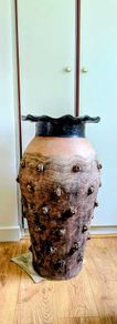 Large Vintage Irish Studio Pottery Floor Vase  Unique Hand-Built Coil Pot