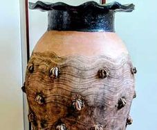 Large Vintage Irish Studio Pottery Floor Vase  Unique Hand-Built Coil Pot