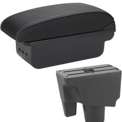 Armrest Box For Toyota For Aqua For Prius C Armrest Storage Box Dedicated Retrofit Parts Interior Accessories Car Armrests(B Black white 3USB)