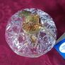 Killarney Crystal Cut Crystal Glass Happy Birthday Lidded Jewelry Dish / Bowl With 24 Carat Gold Cover Handle and Footed Base Finishing Made In Ireland Image 3