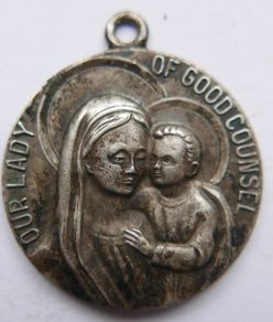 Vintage Antaya Sterling Silver ''our Lady Of Good Counsel'' Pendant Medal