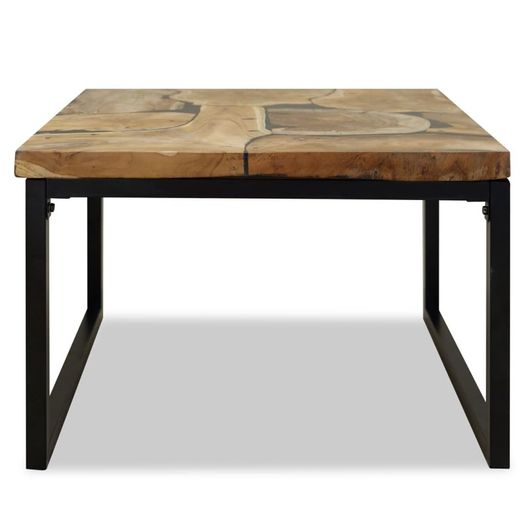Coffee Table Teak Resin 60x60x40 cm Black and Brown