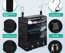 Portable Hanging Travel Rack Expandable Packing Cube Organizer with Hanging Hooks