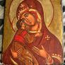 Hand Painted Madonna and child Icon Image 3