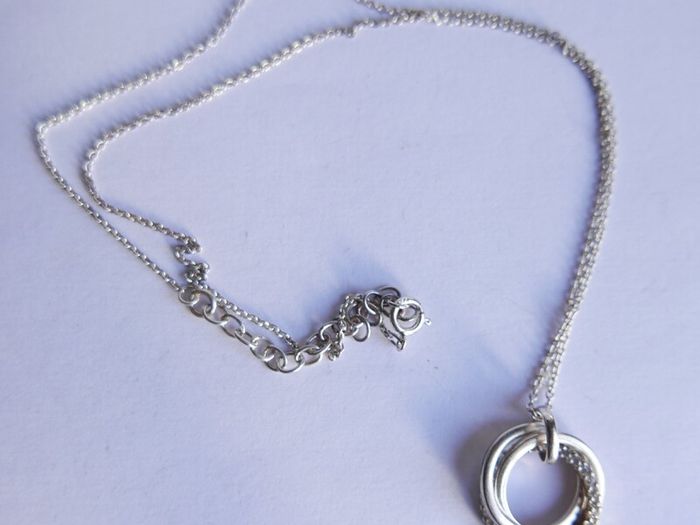 Sterling Silver 925 Cubic Zirconia Polished Triple Circle Pendant and Chain in the original box L 17" - 4,65g