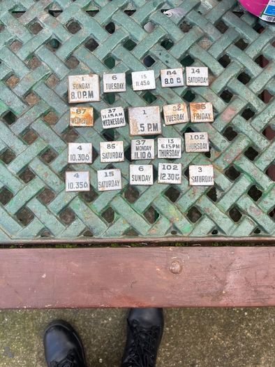 20 antique enamel post day signs