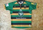 FREE POST Northampton Rugby Jersey  - Excellent Condition - Shirt Black Yellow Green Burrda Small England Rugby Union