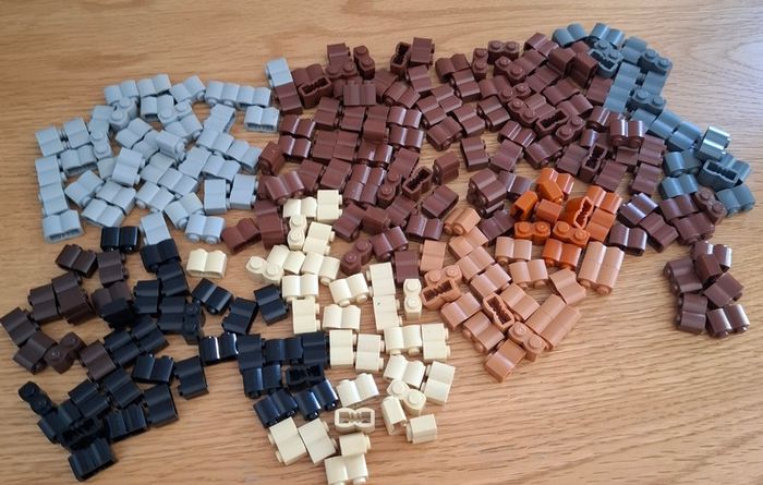 Lego Modified 1 x 2 brick with log profile