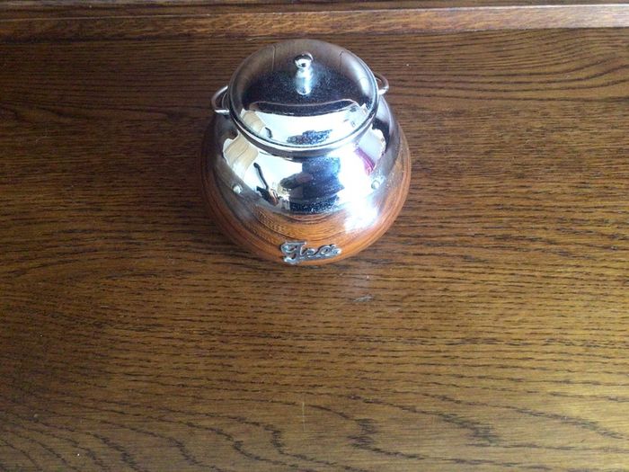 Vintage Wooden Oak and Chrome Loose Tea Canister