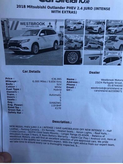 2018 Mitsubishi phev 2.4 intense extras