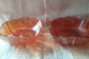 Two Good Square Carnival Glass Serving Dishes