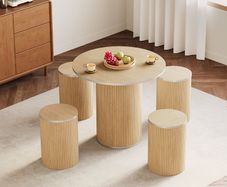 Round Dining Table with 4 Stools
