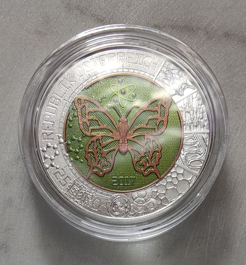 Austria 25 Euro Silver/Niobium (.900) Proof Coin 2017 - Microcosm - Silver Niobium Series