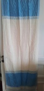 Unbleached cotton blue and cream scarf wrap shawl 56cm x 170cm in excellent condition with no issues FREE STANDARD POSTAGE INCLUDED