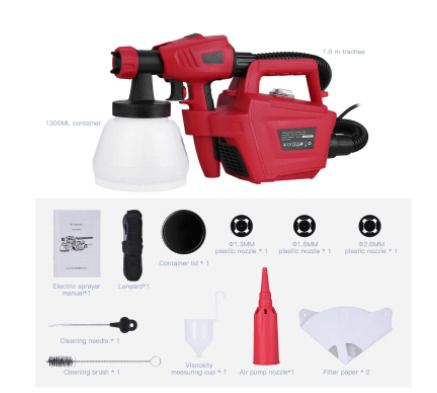 BRAND NEW 800W Electric Spray Gun 1300ML Large Capacity High Power Paint Sprayer 3 Nozzle Sizes Adjustable Power Tools
