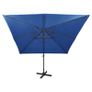 Cantilever Umbrella with Pole and LED Lights Azure Blue 300 cm Image 6