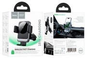 Hoco HW13 Speed Wireless Fast Charging Airvent Car Holder Metal Gray