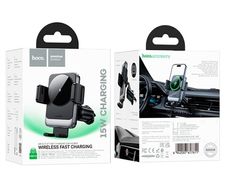 Hoco HW13 Speed Wireless Fast Charging Airvent Car Holder Metal Gray