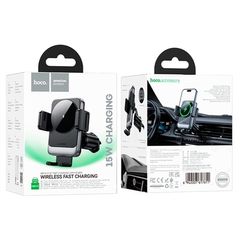 Hoco HW13 Speed Wireless Fast Charging Airvent Car Holder Metal Gray